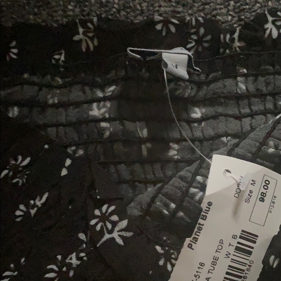 Tasha tube top. Daisy ditzy black white pattern. - Picture 6 of 7